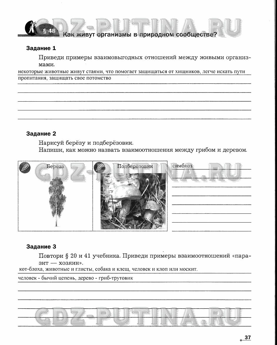 Рабочая тетрадь. Часть 2, 5 класс, Сухова Т.С., Строганов В. И., 2013 - 2015, задание: 37