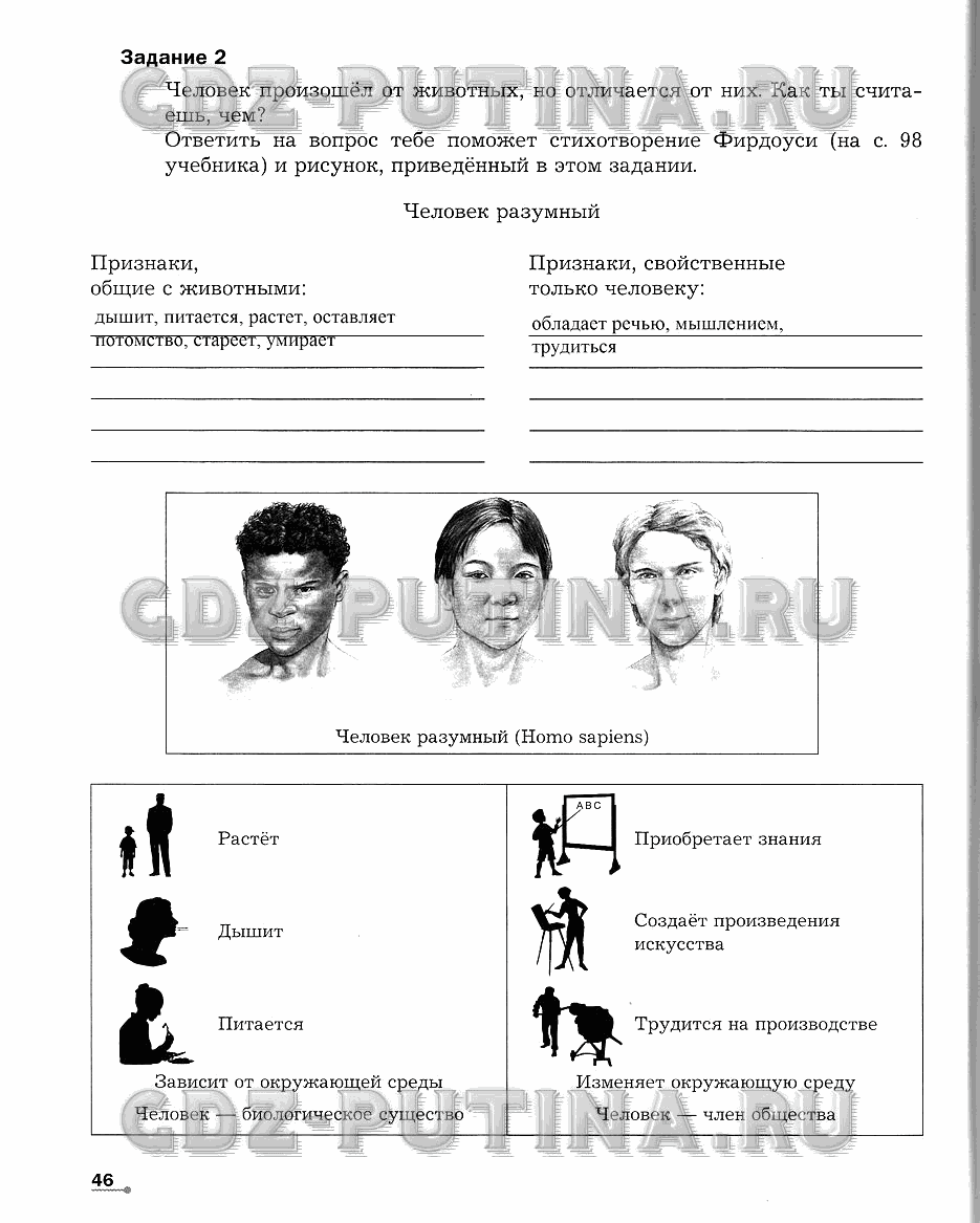 Рабочая тетрадь. Часть 2, 5 класс, Сухова Т.С., Строганов В. И., 2013 - 2015, задание: 46