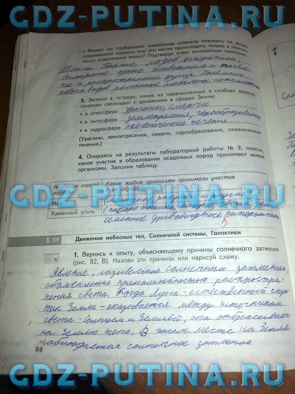 Рабочая тетрадь по природоведению, 5 класс, Сухова Т.С., Строганов В.И., 2013, задание: 86