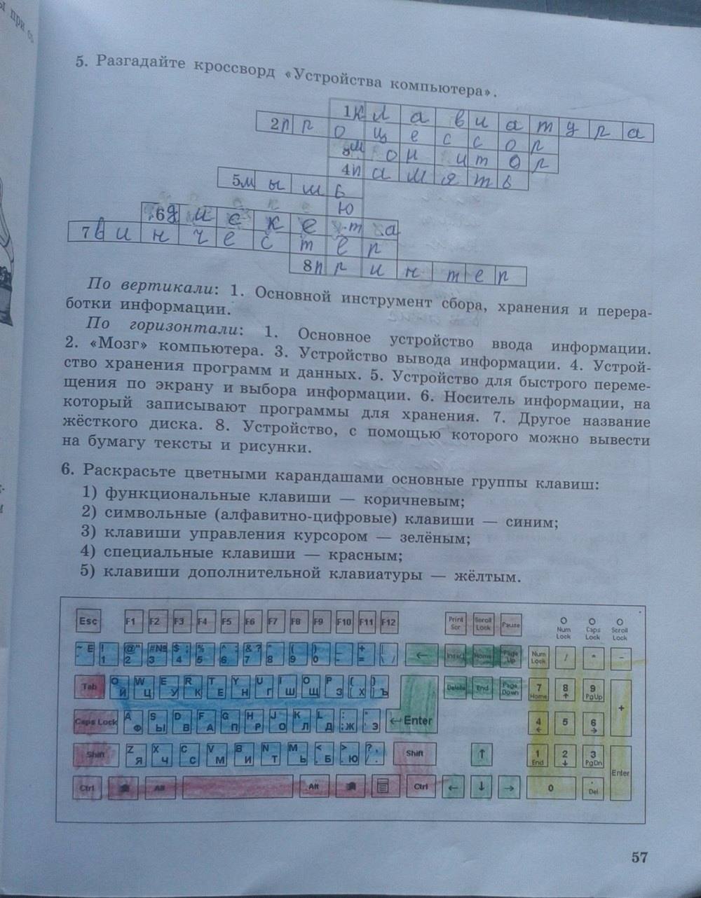 Рабочая тетрадь, 5 класс, Босова Л. Л., 2012, задание: стр. 57