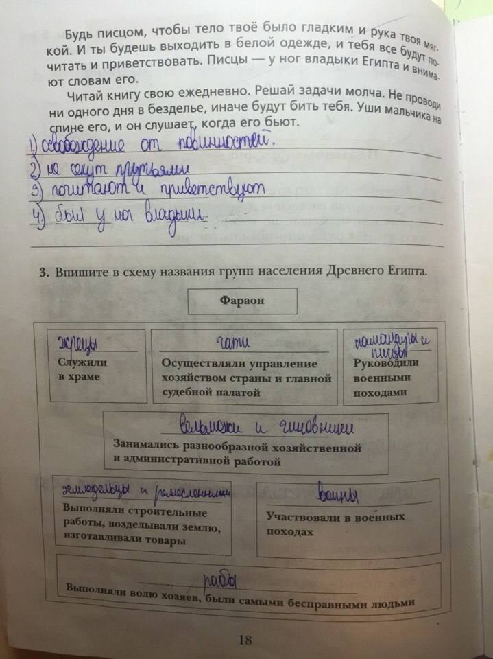 Рабочая тетрадь, 5 класс, Ванина Э.В., Данилова А.К., 2012, задание: стр. 18