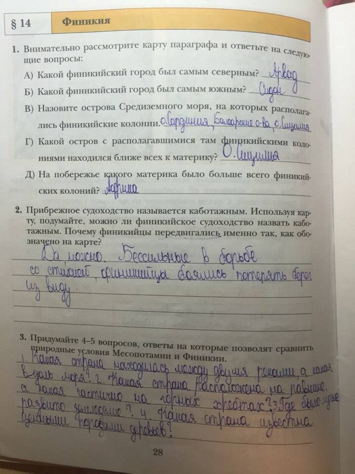 Рабочая тетрадь, 5 класс, Ванина Э.В., Данилова А.К., 2012, задание: стр. 28