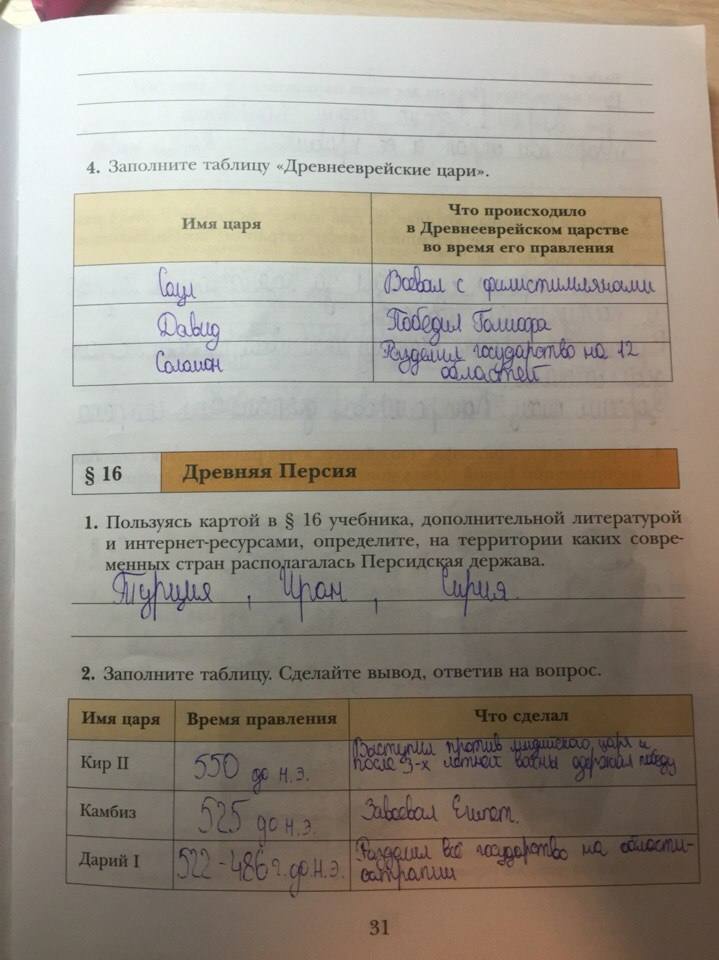 Рабочая тетрадь, 5 класс, Ванина Э.В., Данилова А.К., 2012, задание: стр. 31