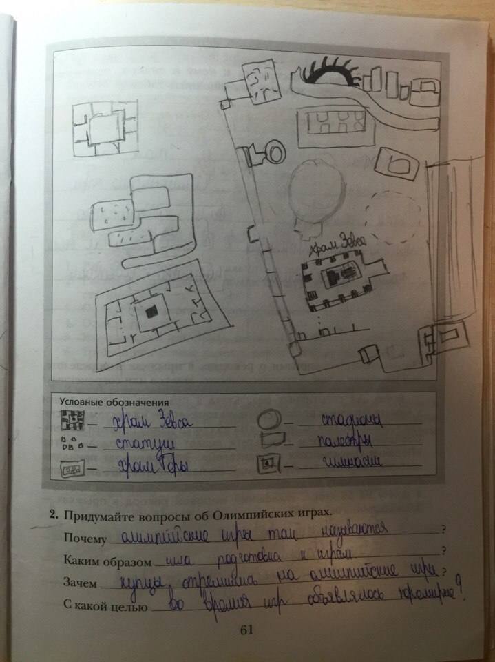 Рабочая тетрадь, 5 класс, Ванина Э.В., Данилова А.К., 2012, задание: стр. 61