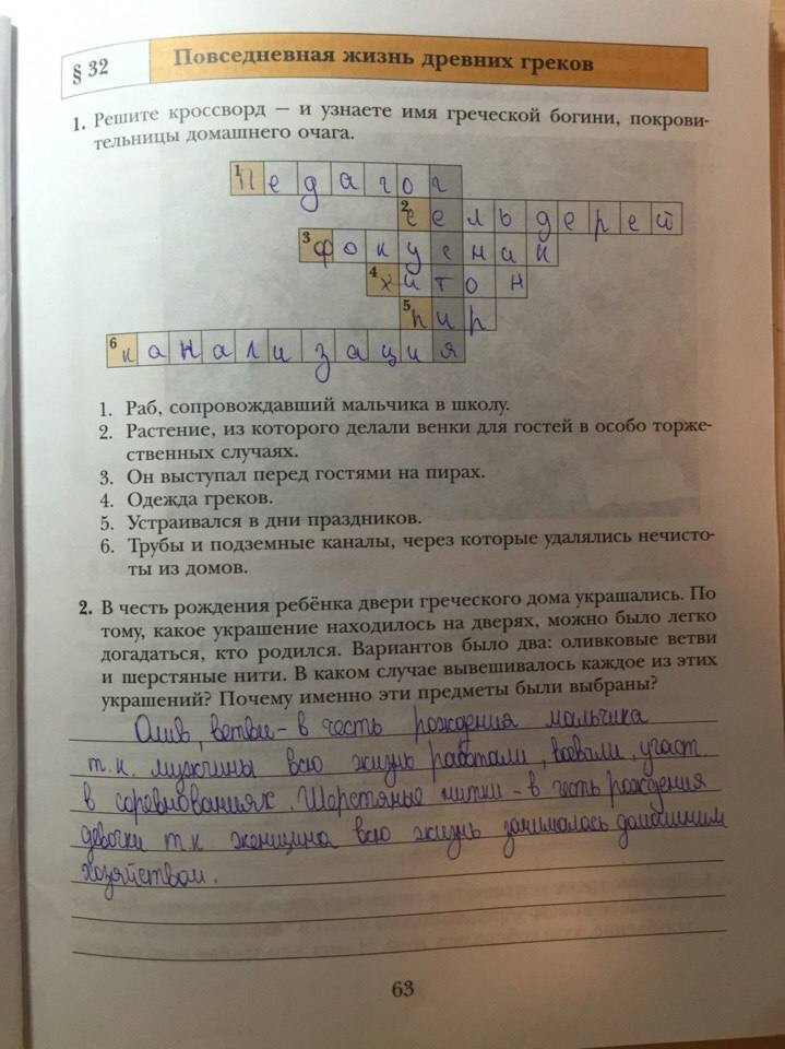 Рабочая тетрадь, 5 класс, Ванина Э.В., Данилова А.К., 2012, задание: стр. 63