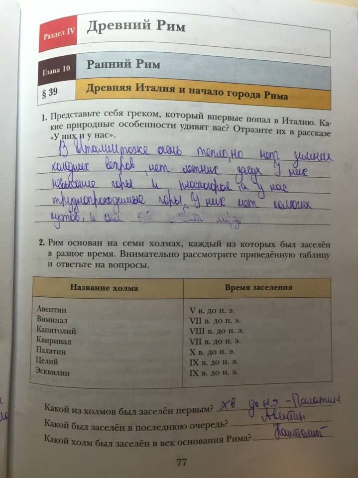 Рабочая тетрадь, 5 класс, Ванина Э.В., Данилова А.К., 2012, задание: стр. 77