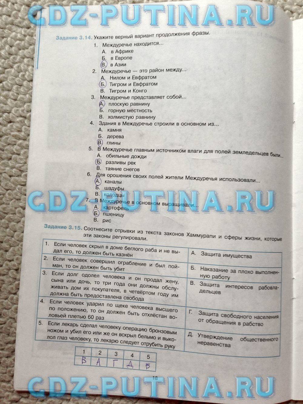Рабочая тетрадь, 5 класс, Пономарёв М.В., Колпаков С.В., 2015, задание: 18