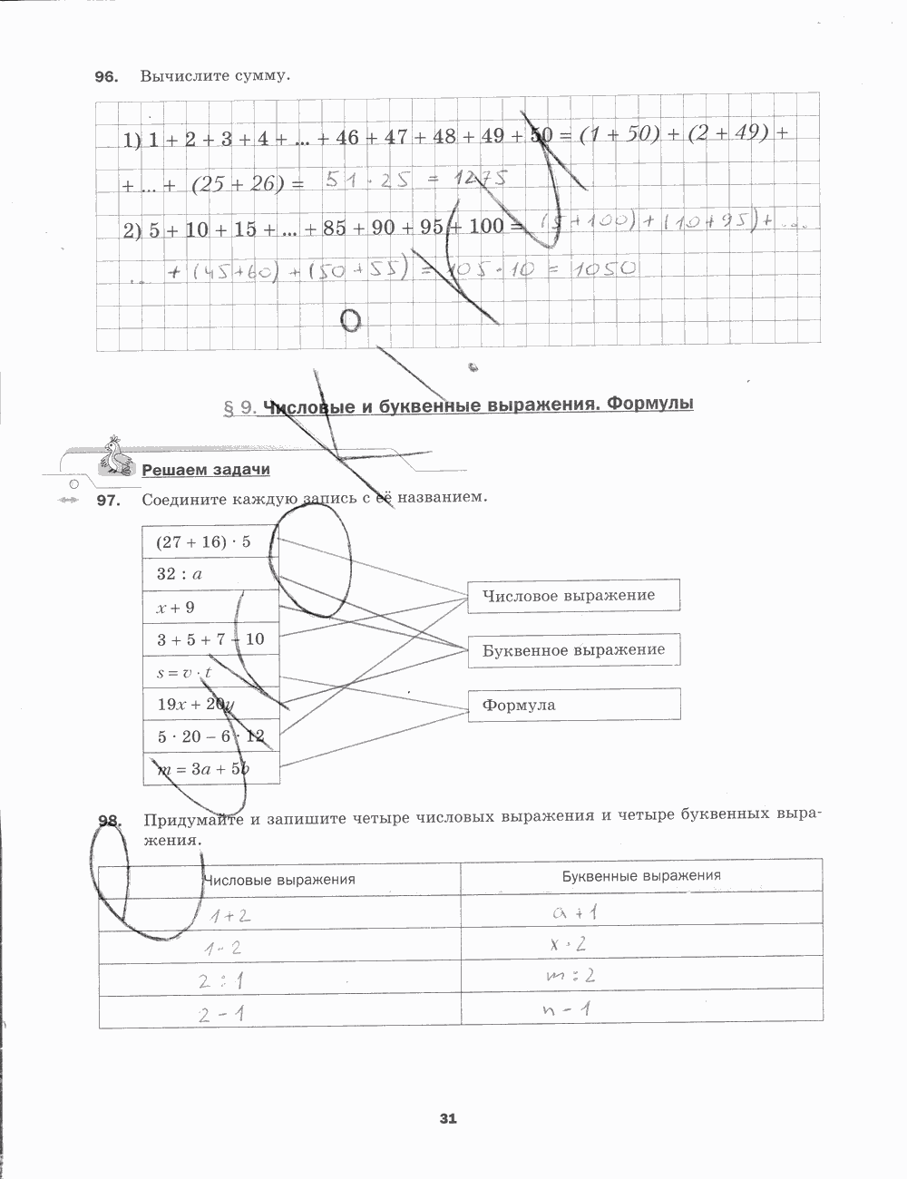 Рабочая тетрадь. № 1, 5 класс, Мерзляк А.Г., Полонский В.Б., Якир М.С., 2015, задание: стр. 31