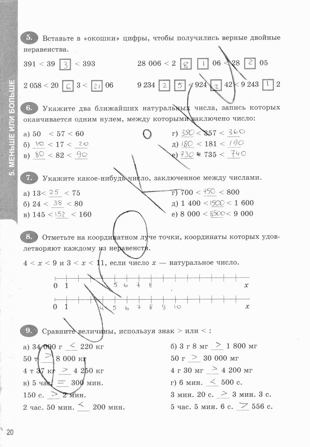 Рабочая тетрадь. Часть 1, 5 класс, Т.М. Ерина к учебнику И. И. Зубаревой, А. Г. Мордковича, 2015, задание: стр. 20
