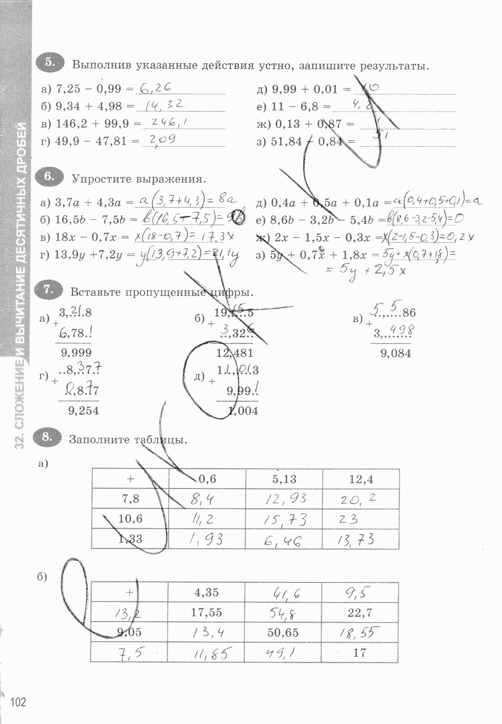 Рабочая тетрадь. Часть 1, 5 класс, Т.М. Ерина к учебнику И. И. Зубаревой, А. Г. Мордковича, 2015, задание: стр. 102