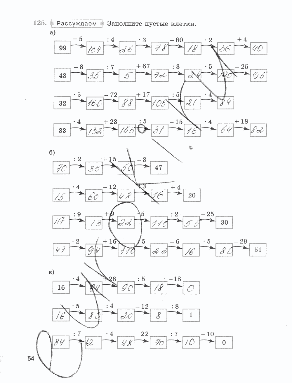 Рабочая тетрадь Часть 1, 5 класс, Е.А. Бунимович, Л.В. Кузнецова, С.С. Минаева, Л.О. Рослова, 2015, задание: стр. 54