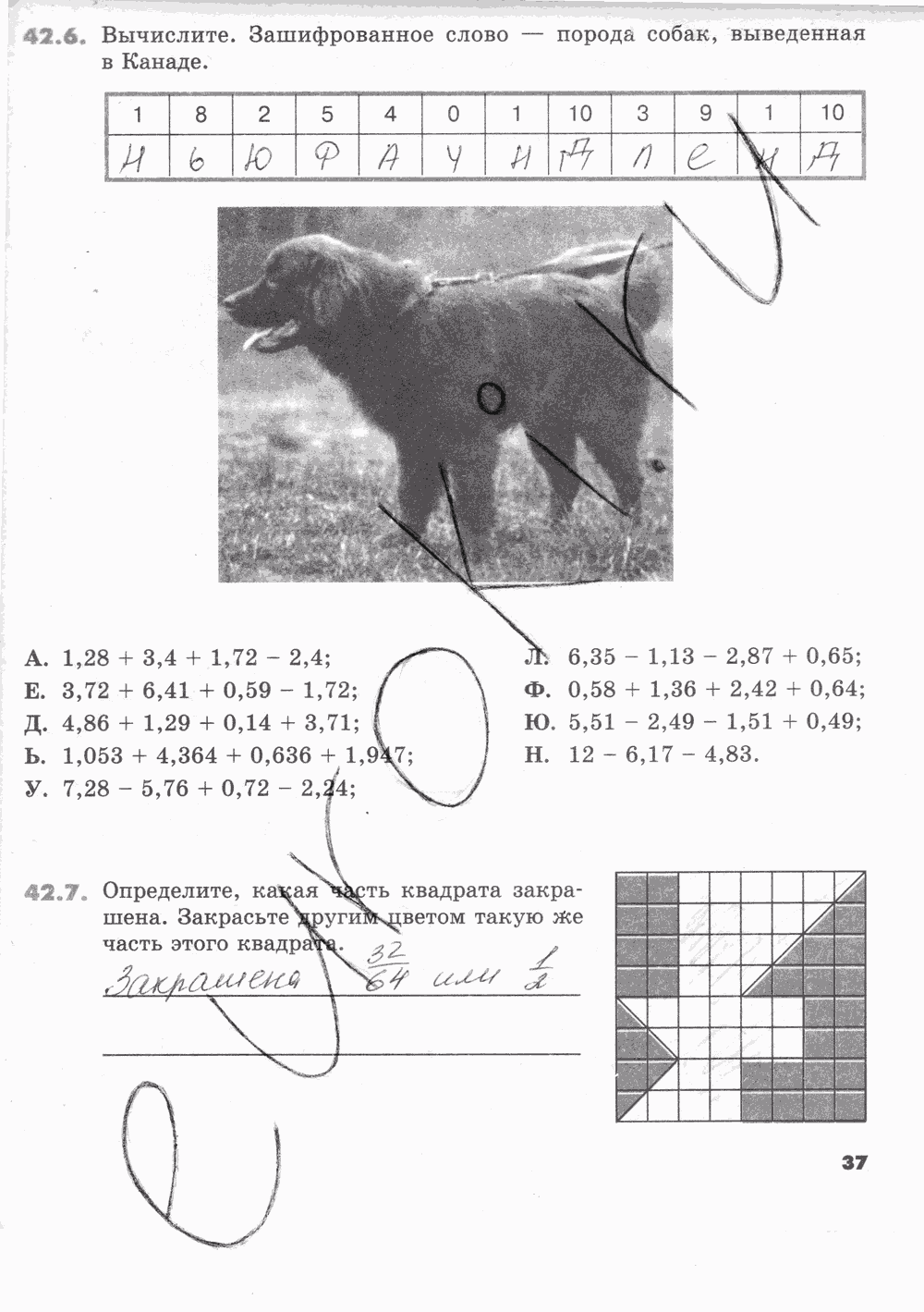 Рабочая тетрадь Часть 2, 5 класс, И.И. Зубарева, 2012, задание: Стр. 37