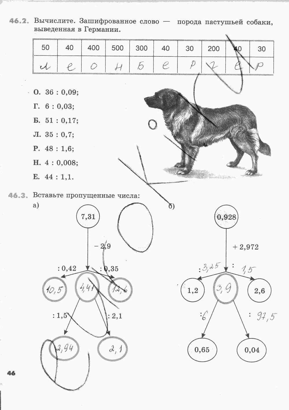 Рабочая тетрадь Часть 2, 5 класс, И.И. Зубарева, 2012, задание: Стр. 46