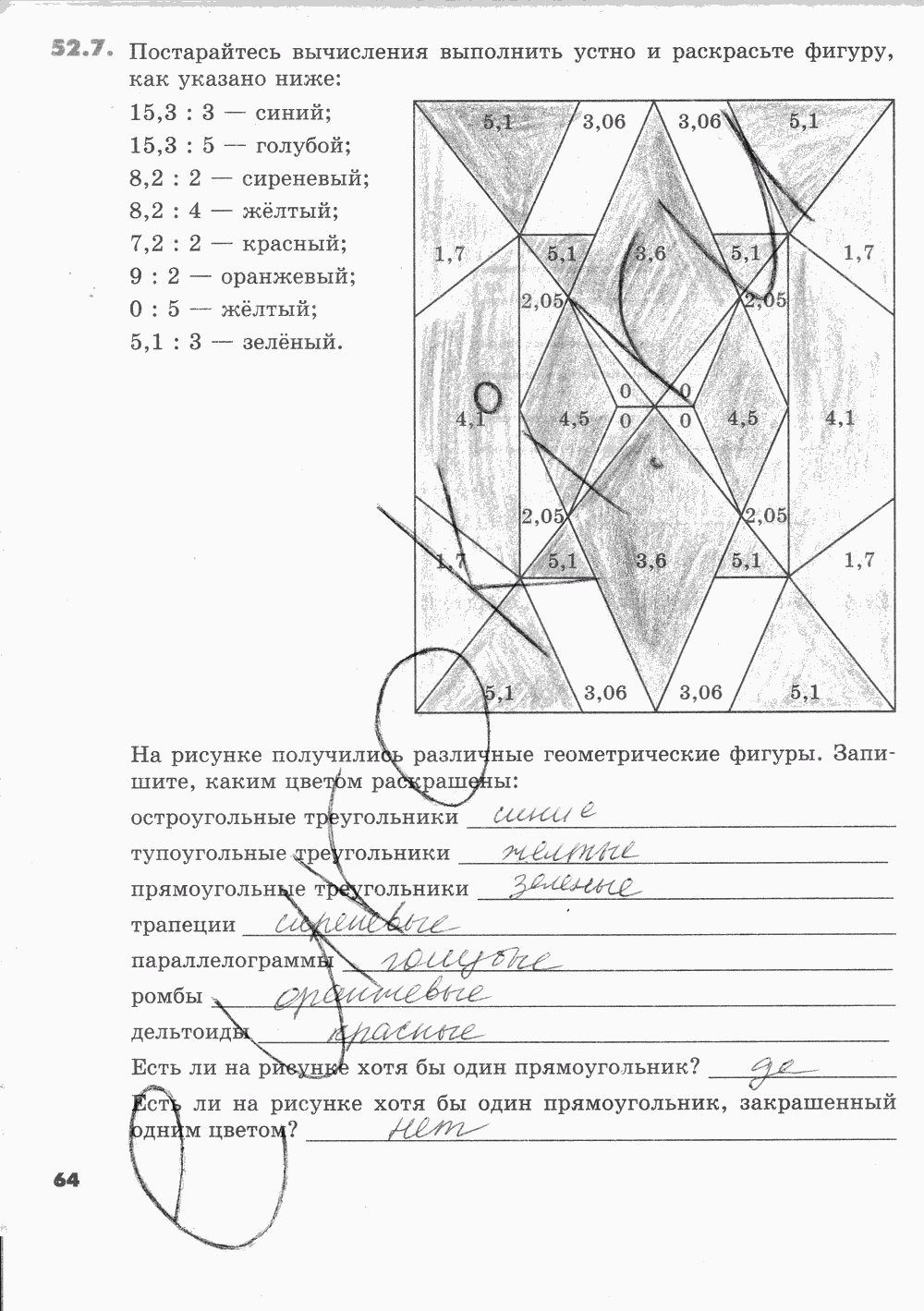 Рабочая тетрадь Часть 2, 5 класс, И.И. Зубарева, 2012, задание: Стр. 64