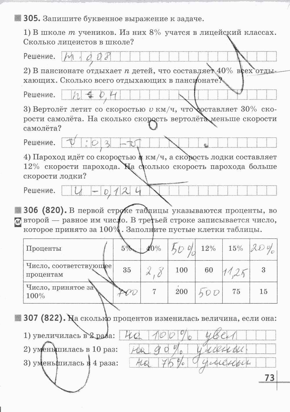 Рабочая тетрадь Часть 2, 5 класс, Г. К. Муравин, 2015, задание: Стр. 73