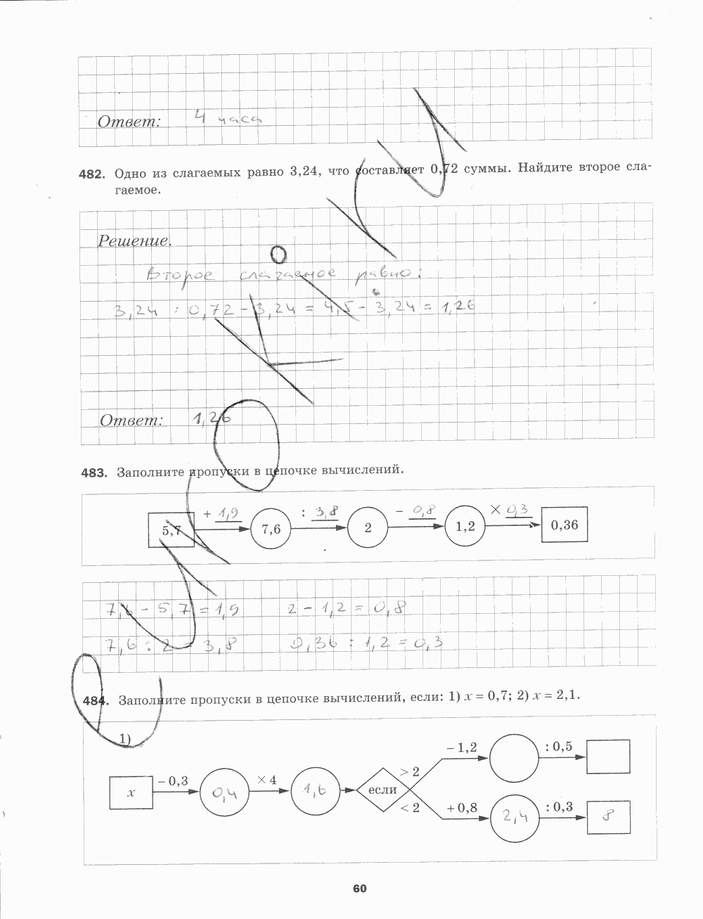 Рабочая тетрадь. № 2, 5 класс, Мерзляк А.Г., Полонский В.Б., Якир М.С., 2015, задание: стр. 60