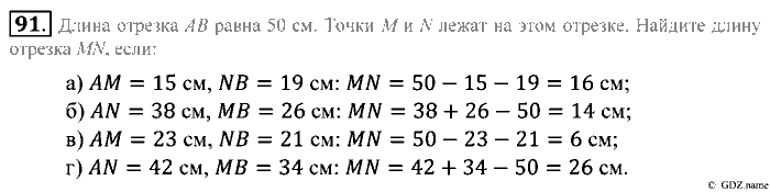 Математика, 5 класс, Зубарева, Мордкович, 2013, §5. Сравнение отрезков. Длина отрезка Задание: 91