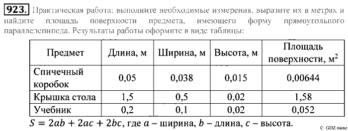 Математика, 5 класс, Зубарева, Мордкович, 2013, §51. Развертка прямоугольного параллелепипеда Задание: 923