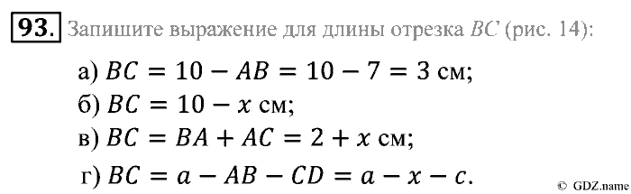 Математика, 5 класс, Зубарева, Мордкович, 2013, §5. Сравнение отрезков. Длина отрезка Задание: 93