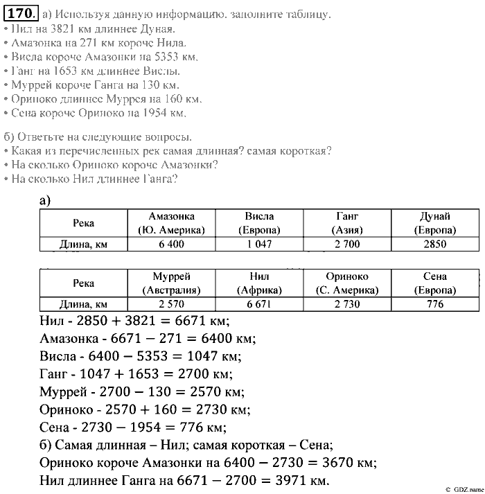 Математика, 5 класс, Зубарева, Мордкович, 2013, §10. Вычисления с многозначными числами Задание: 170