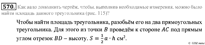 Математика, 5 класс, Зубарева, Мордкович, 2013, §32. Площадь треугольника Задание: 570