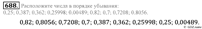 Математика, 5 класс, Зубарева, Мордкович, 2013, §41. Сравнение десятичных дробей Задание: 688