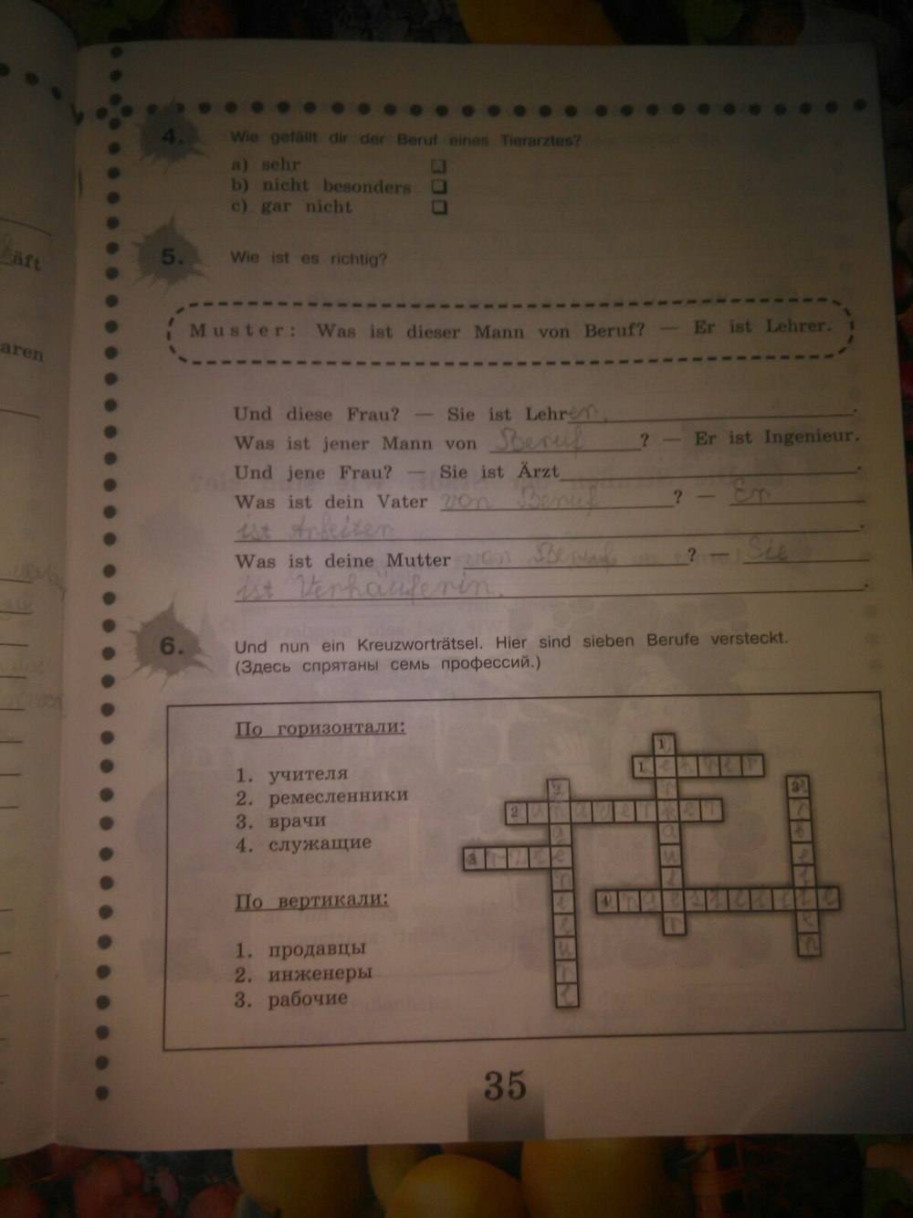 Рабочая тетрадь, 5 класс, Бим И. Л., Рыжова Л. И., 2015, задание: стр. 35