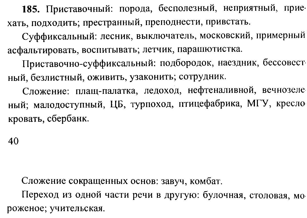 Русский язык, 6 класс, М.Т. Баранов, Л.А. Тростенцова, Т.А. Ладыженская, 2011, задание: 185