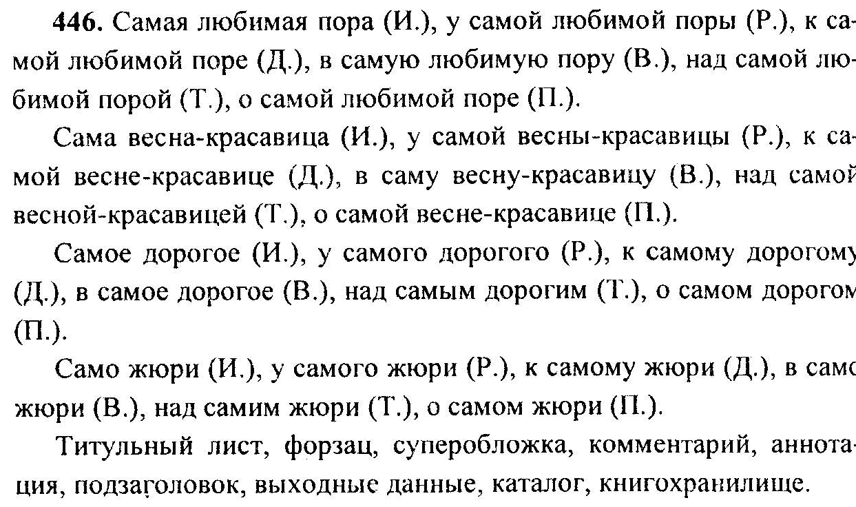 Русский язык, 6 класс, М.Т. Баранов, Л.А. Тростенцова, Т.А. Ладыженская, 2011, задание: 446