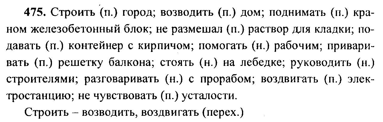 Русский язык, 6 класс, М.Т. Баранов, Л.А. Тростенцова, Т.А. Ладыженская, 2011, задание: 475