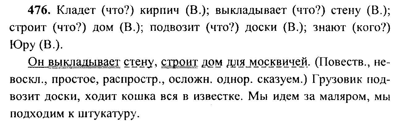 Русский язык, 6 класс, М.Т. Баранов, Л.А. Тростенцова, Т.А. Ладыженская, 2011, задание: 476
