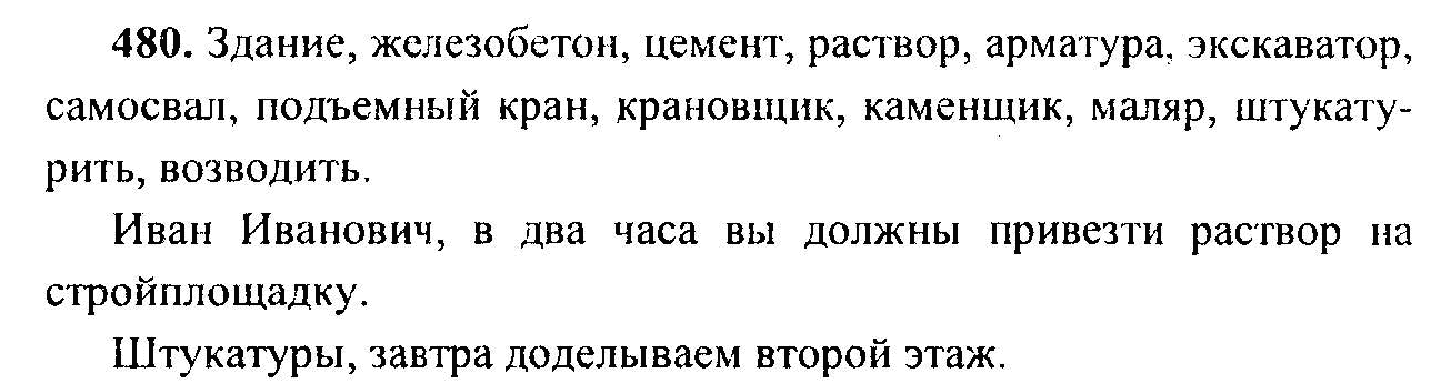 Русский язык, 6 класс, М.Т. Баранов, Л.А. Тростенцова, Т.А. Ладыженская, 2011, задание: 480