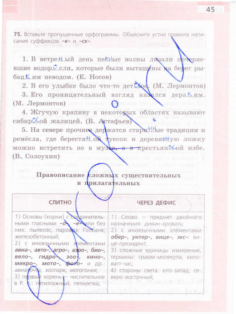 Рабочая тетрадь, 6 класс, Ефремова Е.А., 2012, задание: стр. 45