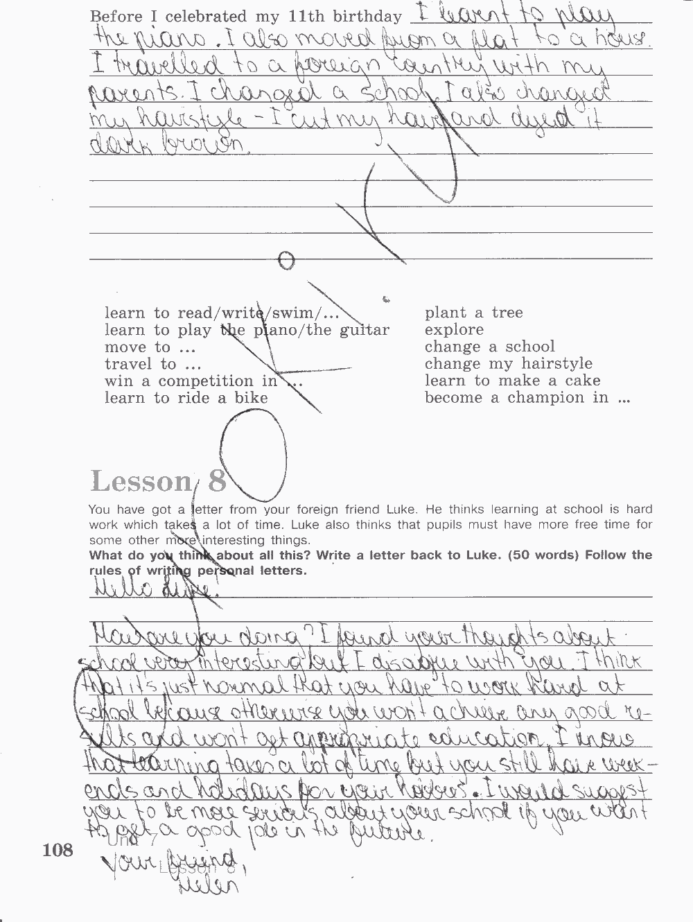 Activity book, 6 класс, Кузовлев, Лапа, 2015, задание: стр. 108