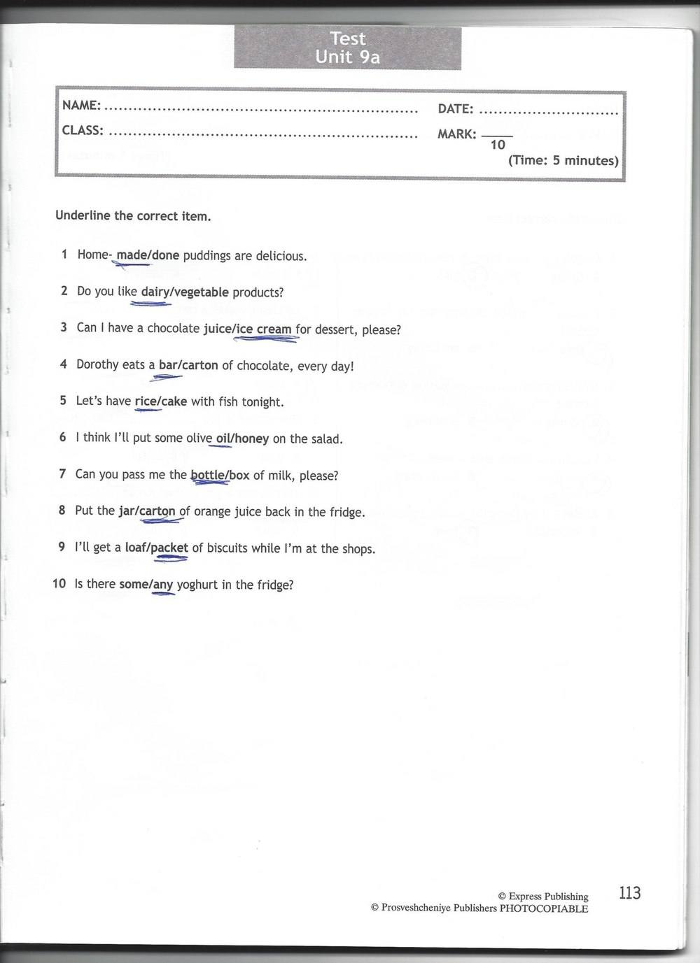 Spotlight 6: Test Booklet, 6 класс, Ваулина, Эванс, Дули, 2010, задание: стр. 113