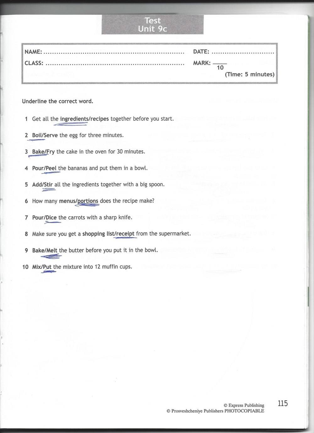 Spotlight 6: Test Booklet, 6 класс, Ваулина, Эванс, Дули, 2010, задание: стр. 115