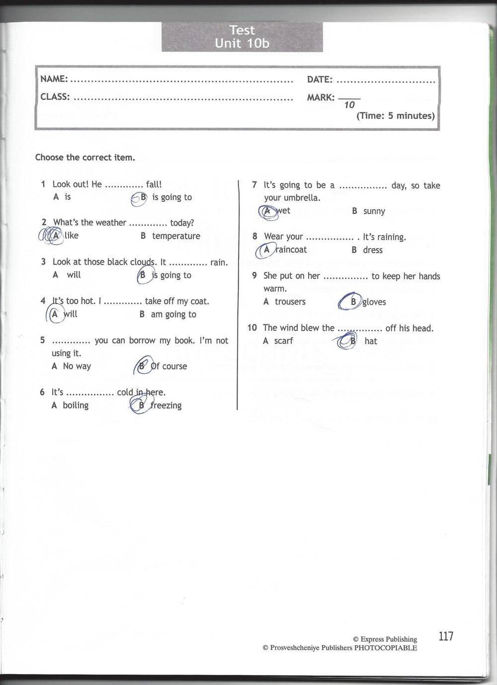 Spotlight 6: Test Booklet, 6 класс, Ваулина, Эванс, Дули, 2010, задание: стр. 117