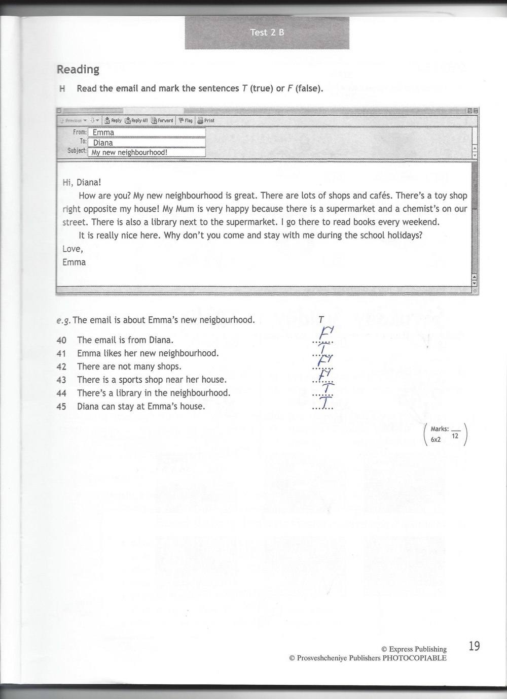 Spotlight 6: Test Booklet, 6 класс, Ваулина, Эванс, Дули, 2010, задание: стр. 19