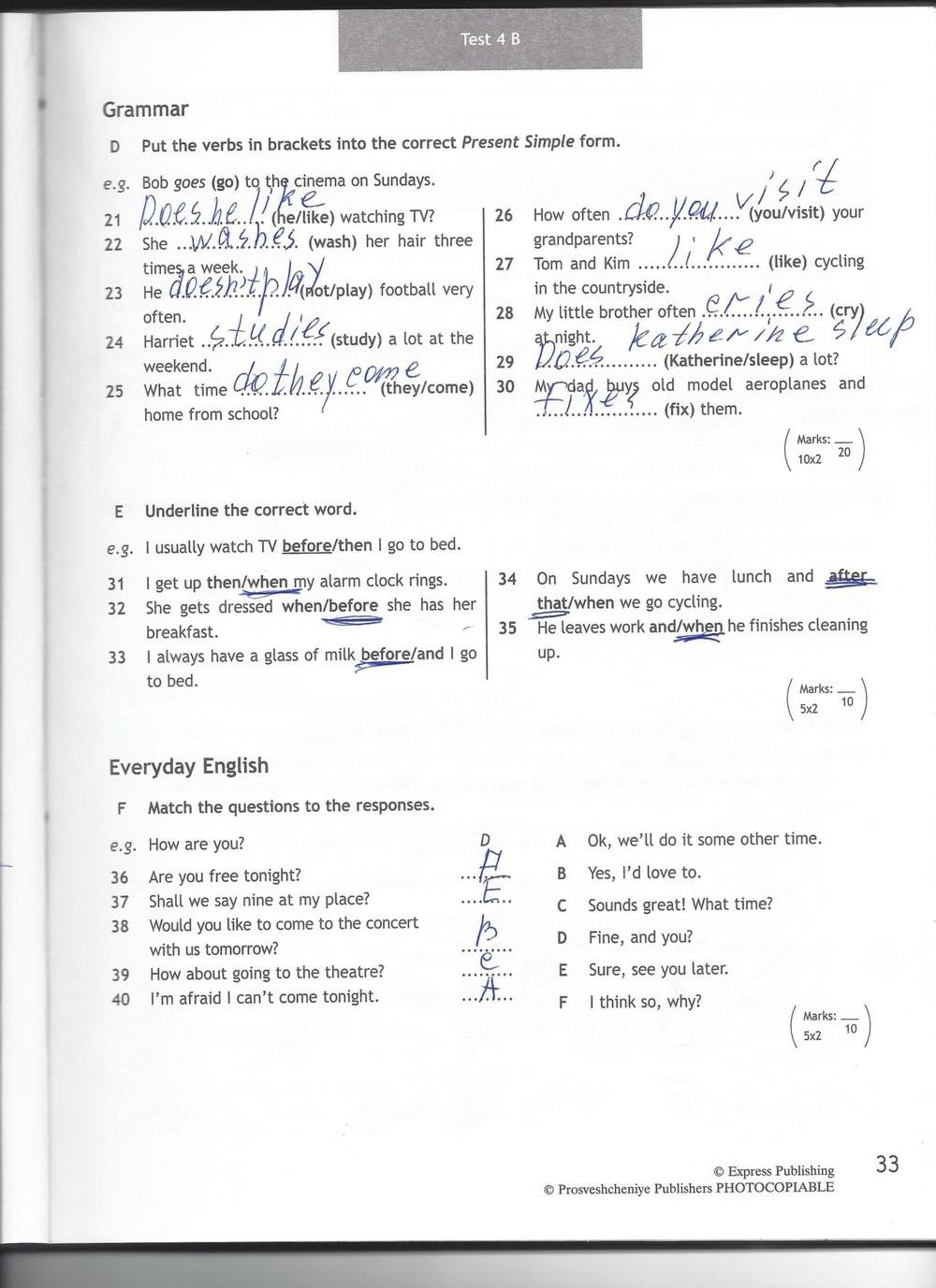 Spotlight 6: Test Booklet, 6 класс, Ваулина, Эванс, Дули, 2010, задание: стр. 33