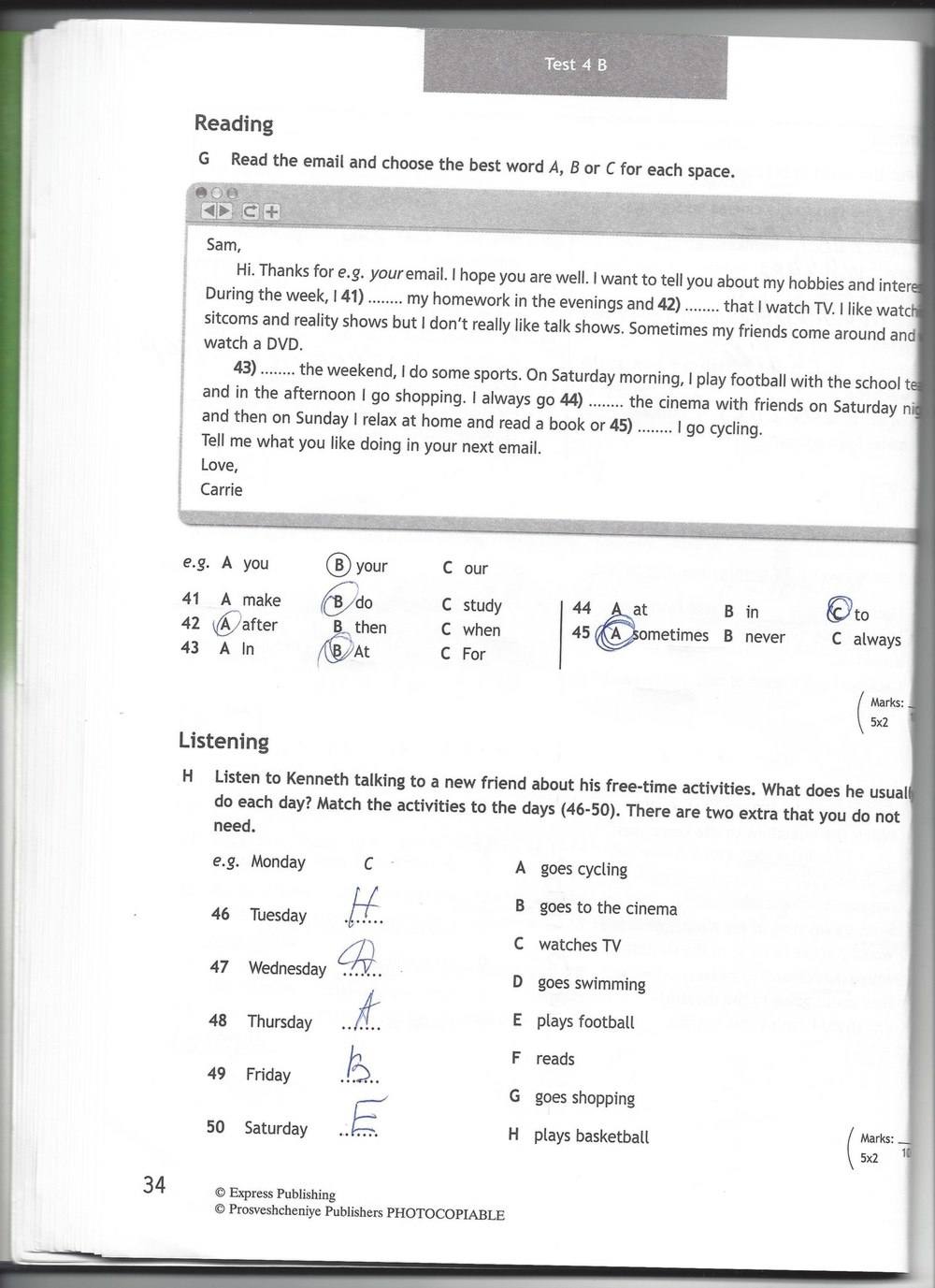 Spotlight 6: Test Booklet, 6 класс, Ваулина, Эванс, Дули, 2010, задание: стр. 34