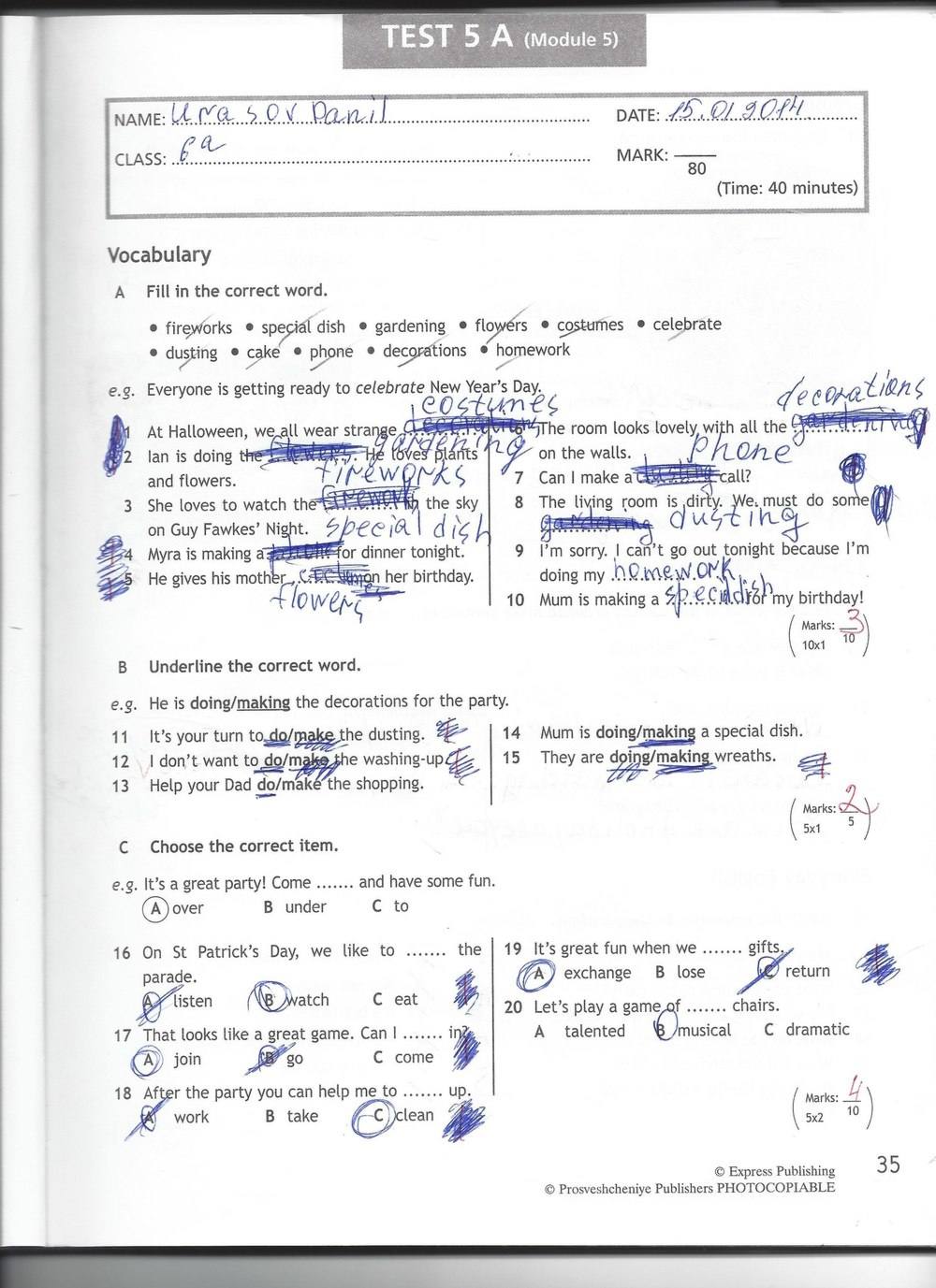 Spotlight 6: Test Booklet, 6 класс, Ваулина, Эванс, Дули, 2010, задание: стр. 35