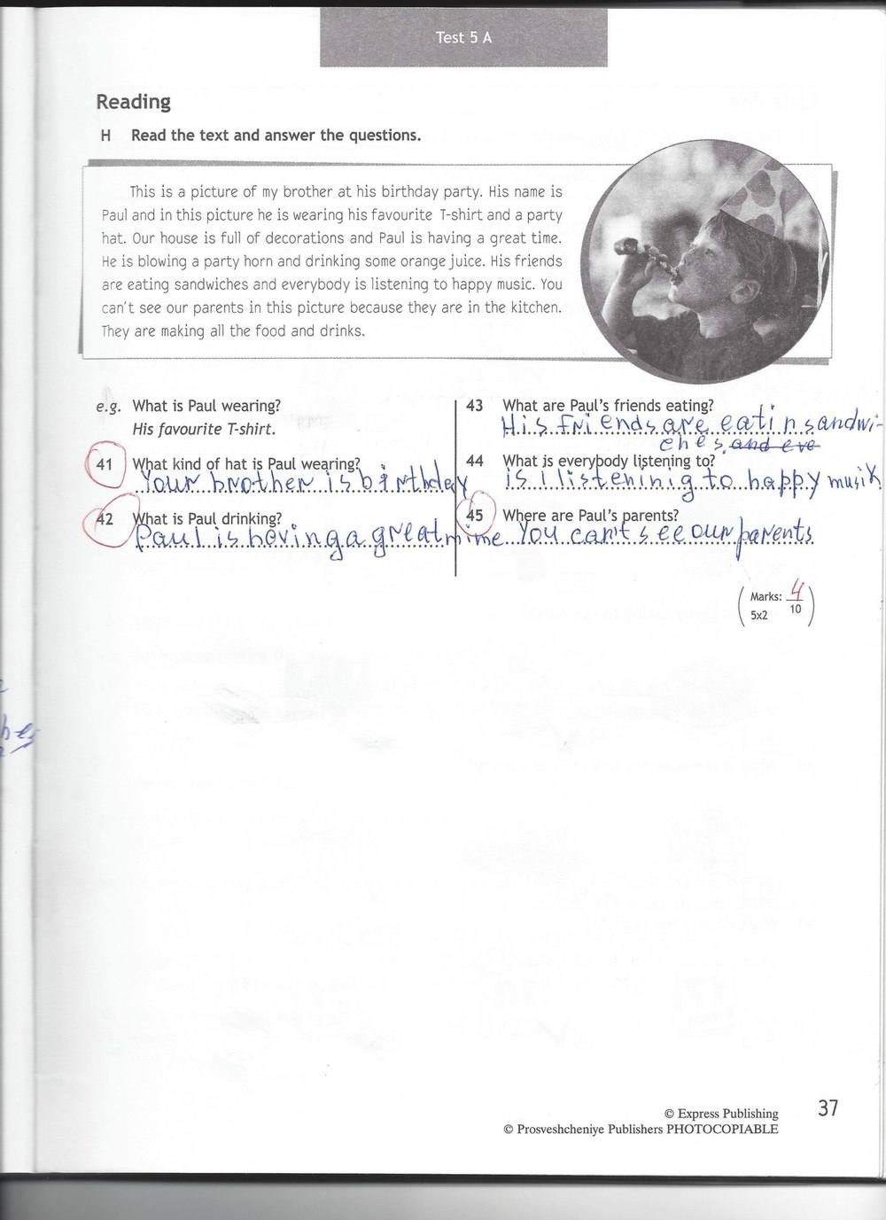 Spotlight 6: Test Booklet, 6 класс, Ваулина, Эванс, Дули, 2010, задание: стр. 37