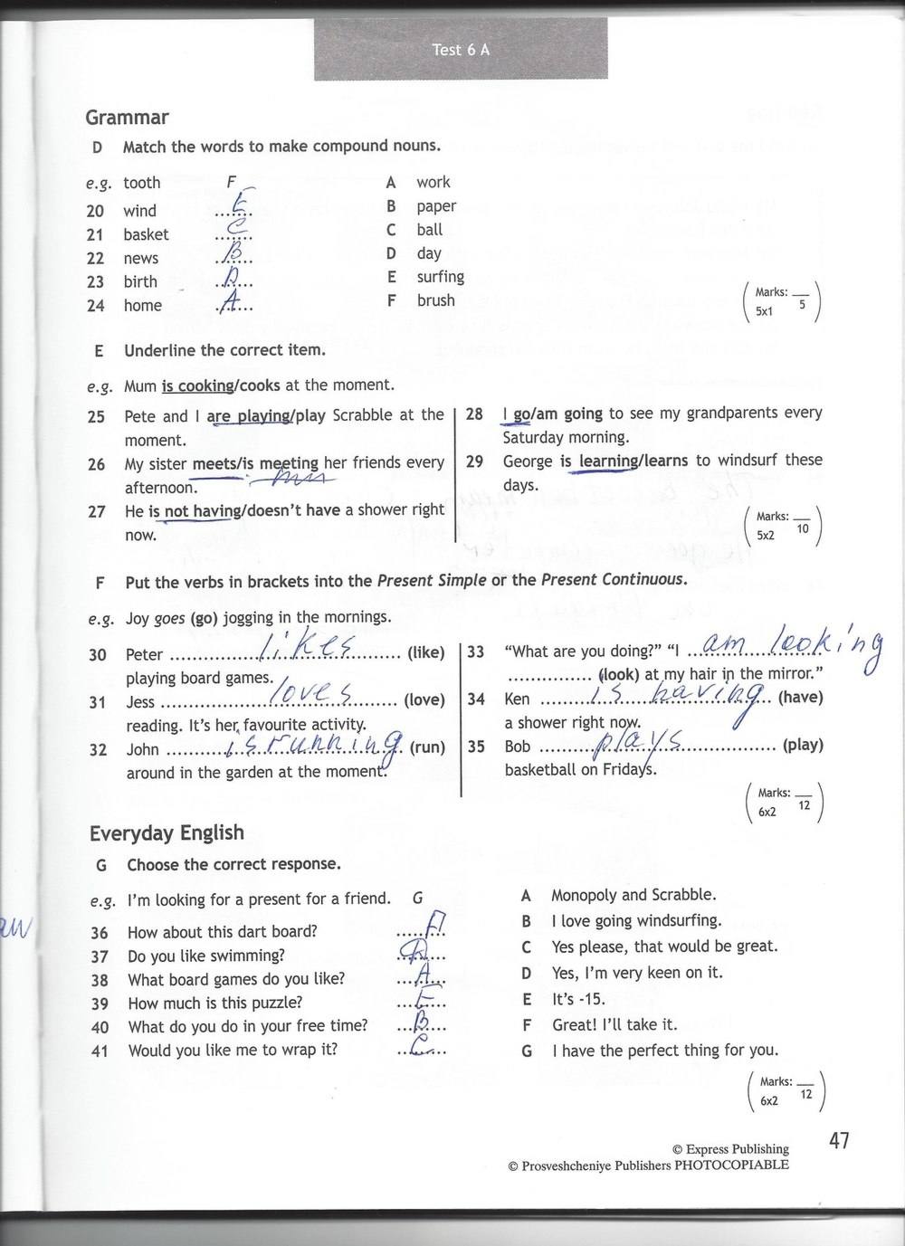 Spotlight 6: Test Booklet, 6 класс, Ваулина, Эванс, Дули, 2010, задание: стр. 47