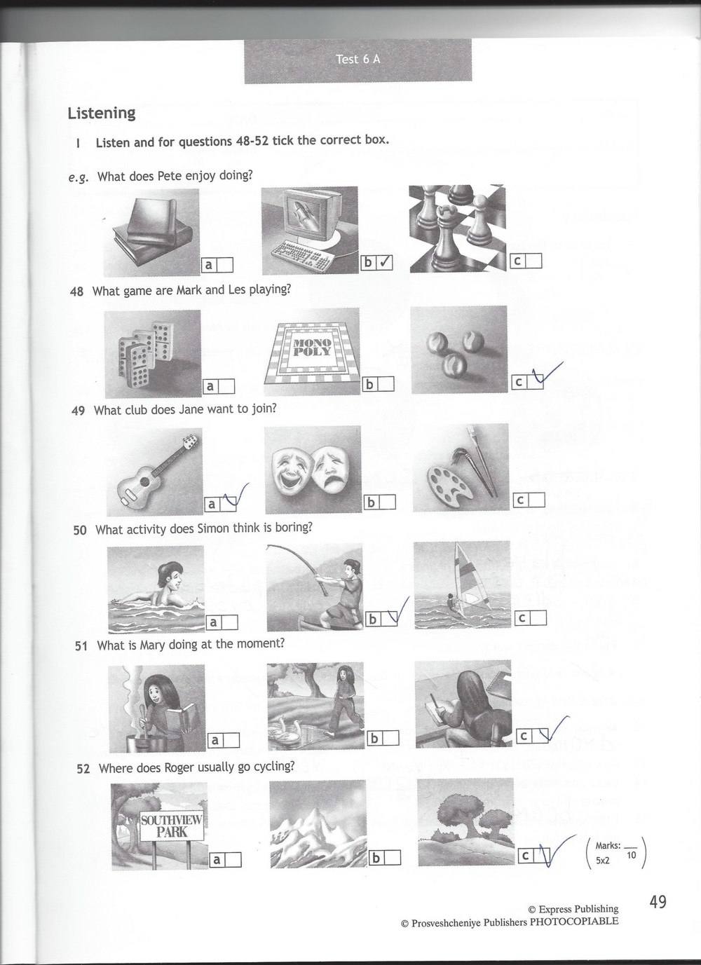 Spotlight 6: Test Booklet, 6 класс, Ваулина, Эванс, Дули, 2010, задание: стр. 49