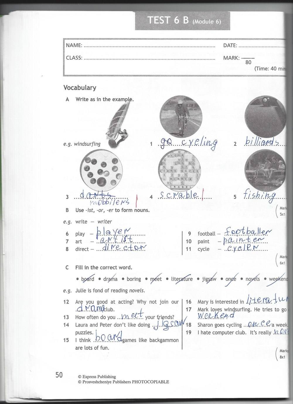 Spotlight 6: Test Booklet, 6 класс, Ваулина, Эванс, Дули, 2010, задание: стр. 50