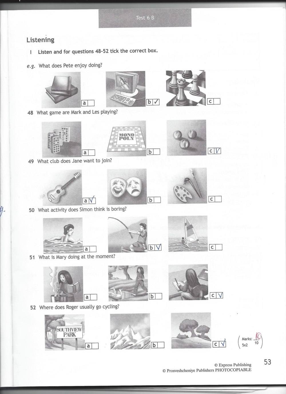 Spotlight 6: Test Booklet, 6 класс, Ваулина, Эванс, Дули, 2010, задание: стр. 53