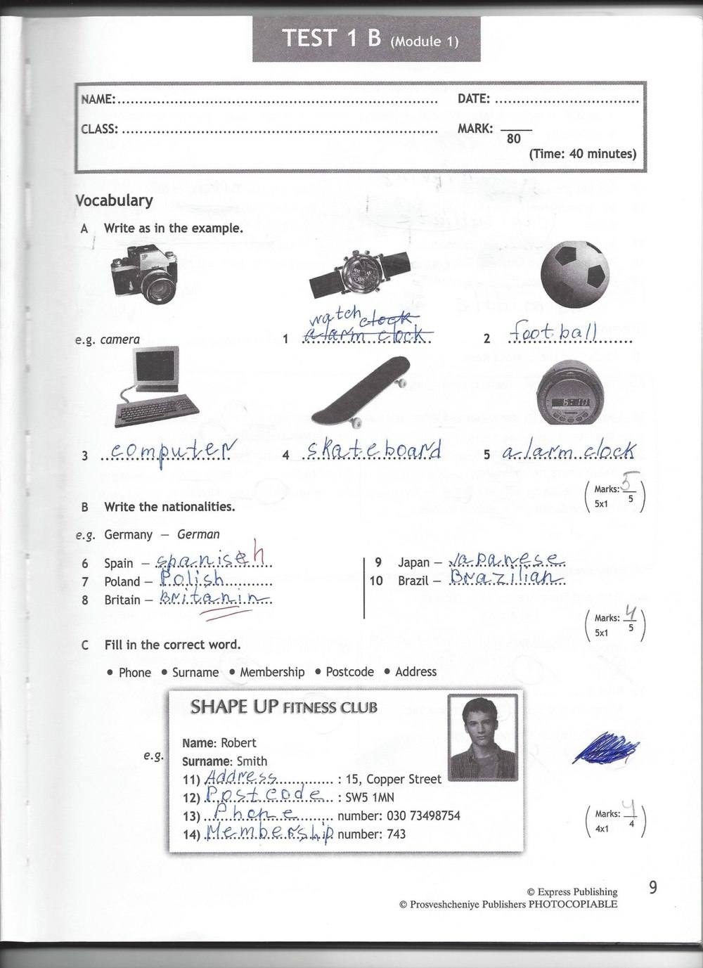 Spotlight 6: Test Booklet, 6 класс, Ваулина, Эванс, Дули, 2010, задание: стр. 9