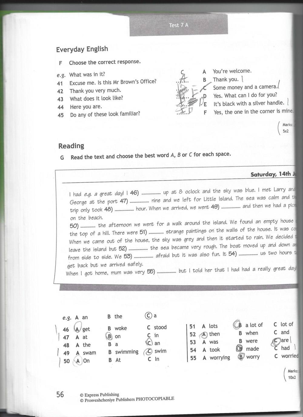 Spotlight 6: Test Booklet, 6 класс, Ваулина, Эванс, Дули, 2010, задание: стр. 56