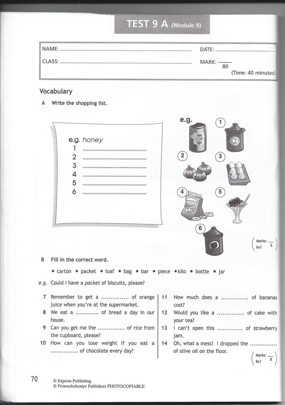 Spotlight 6: Test Booklet, 6 класс, Ваулина, Эванс, Дули, 2010, задание: стр. 70