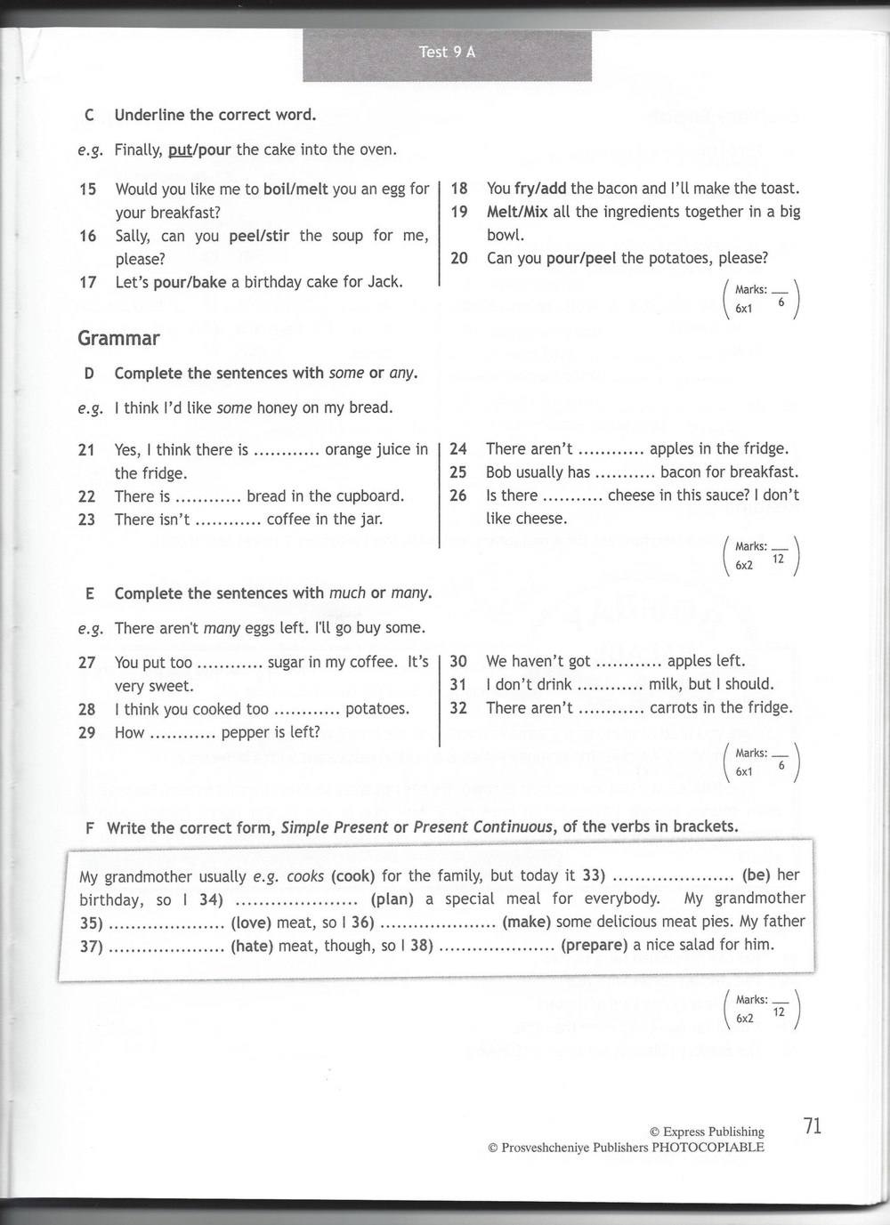 Spotlight 6: Test Booklet, 6 класс, Ваулина, Эванс, Дули, 2010, задание: стр. 71